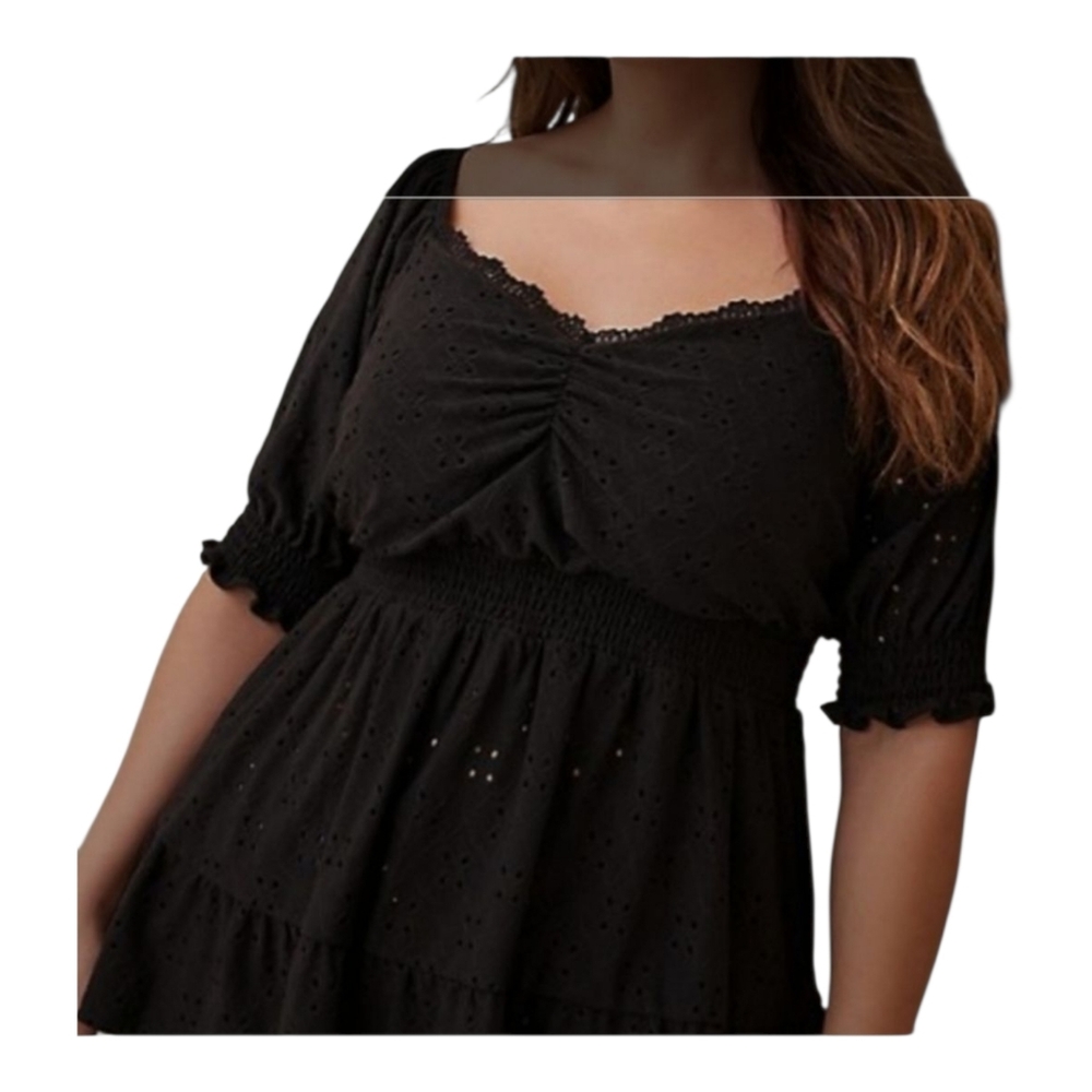TORRID Size 4 Black Eyelet Babydoll Shirt